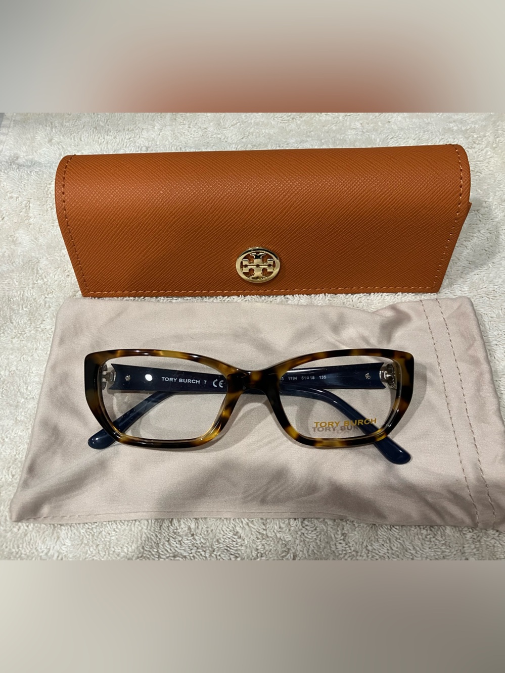 Tory Burch Brown Tortoiseshell Men's Eyeglasses with Tan Case